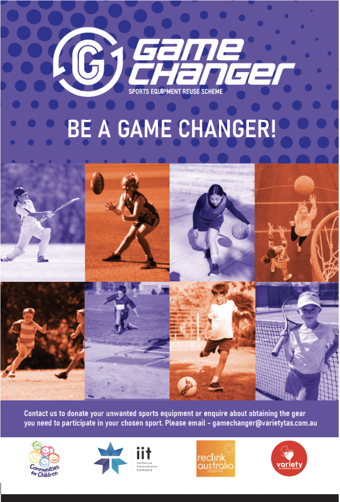 Game Changer poster with images of people of all ages and mixed gender enjoying sport